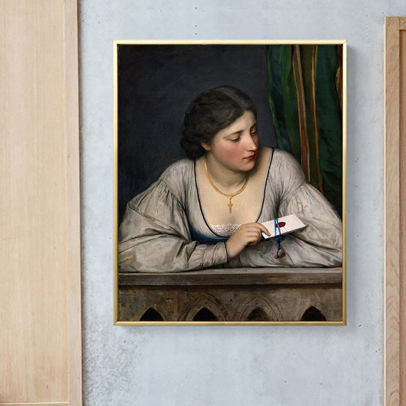 Brehn | Vintage Figur Ölmalerei Leinwand Haus Innenraum Wandkunst Dekor in Pastellfarbe
