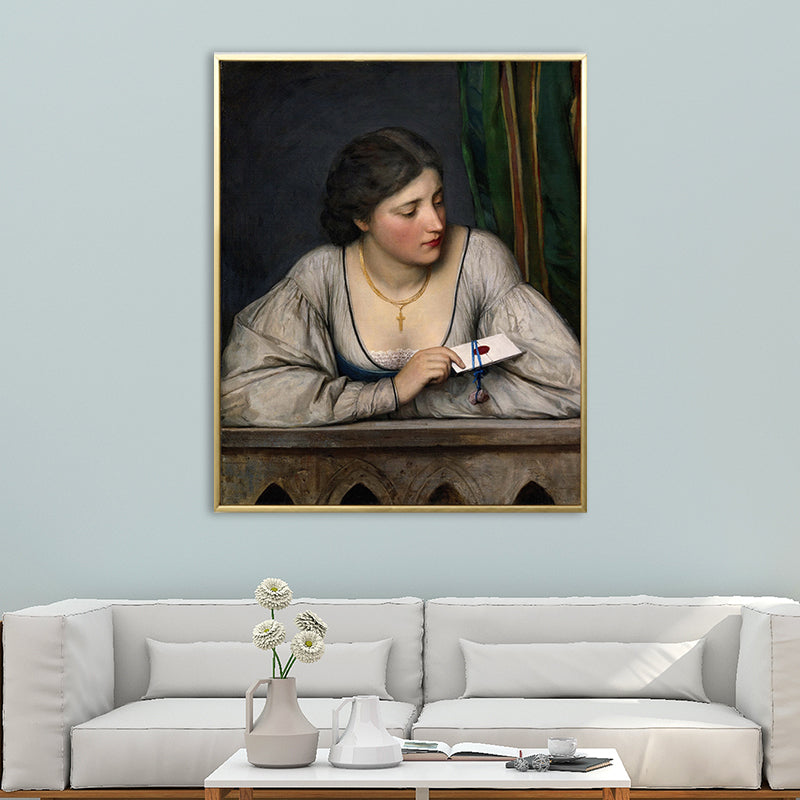 Brehn | Vintage Figur Ölmalerei Leinwand Haus Innenraum Wandkunst Dekor in Pastellfarbe
