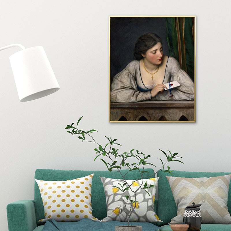 Brehn | Vintage Figur Ölmalerei Leinwand Haus Innenraum Wandkunst Dekor in Pastellfarbe