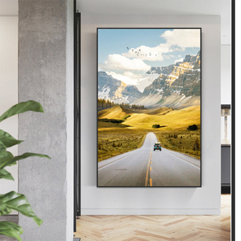 Brehn | Highway in Mountain Gemälde Weiche Farbe Leinwand Wandkunst für Wohnkultur, Verschiedene Größenoptionen