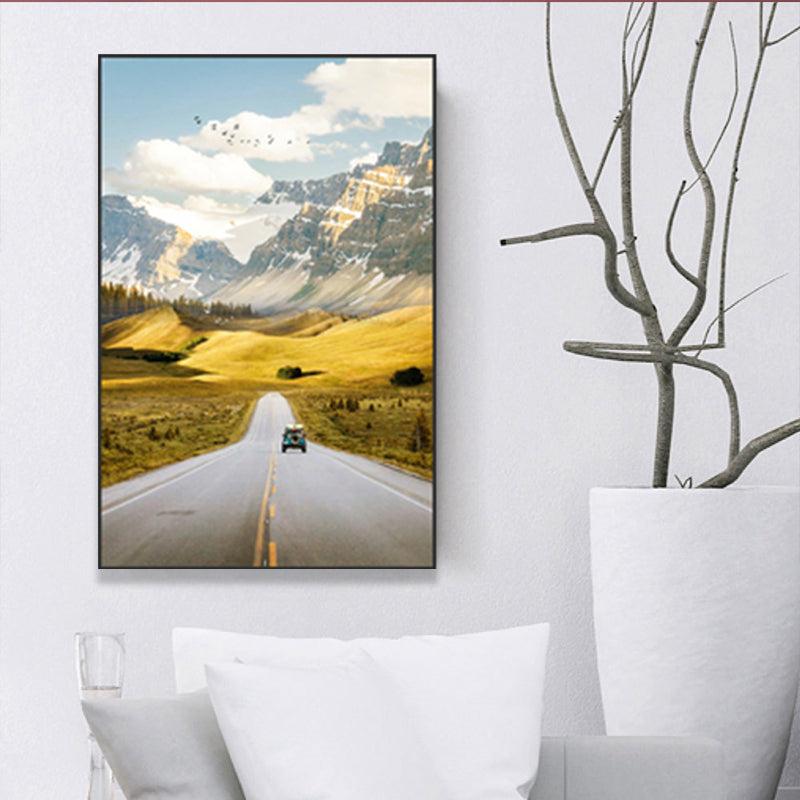 Brehn | Highway in Mountain Gemälde Weiche Farbe Leinwand Wandkunst für Wohnkultur, Verschiedene Größenoptionen