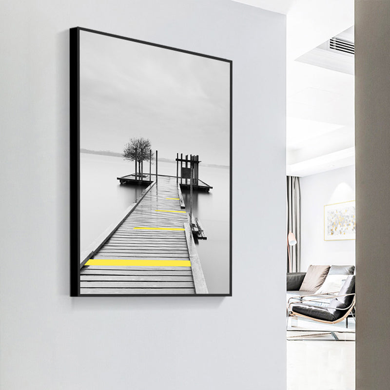 Brehn | Zachte kleur zeezicht canvasprints landschap modernistische thuiswanddecoratie voor tekenruimte