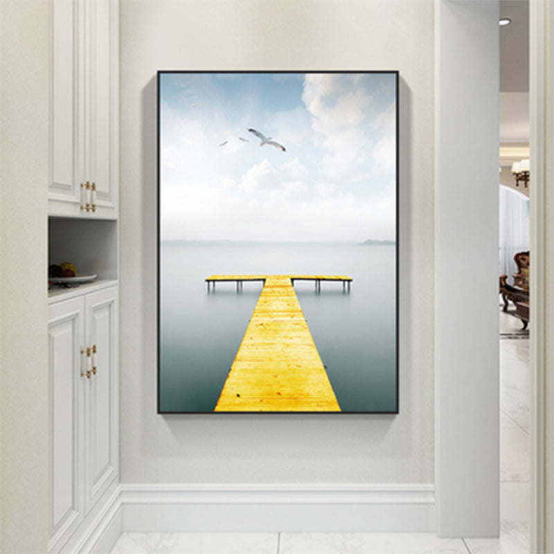 Brehn | Zachte kleur zeezicht canvasprints landschap modernistische thuiswanddecoratie voor tekenruimte