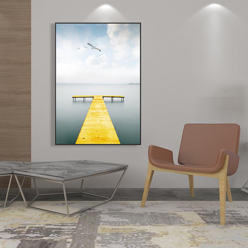 Brehn | Zachte kleur zeezicht canvasprints landschap modernistische thuiswanddecoratie voor tekenruimte