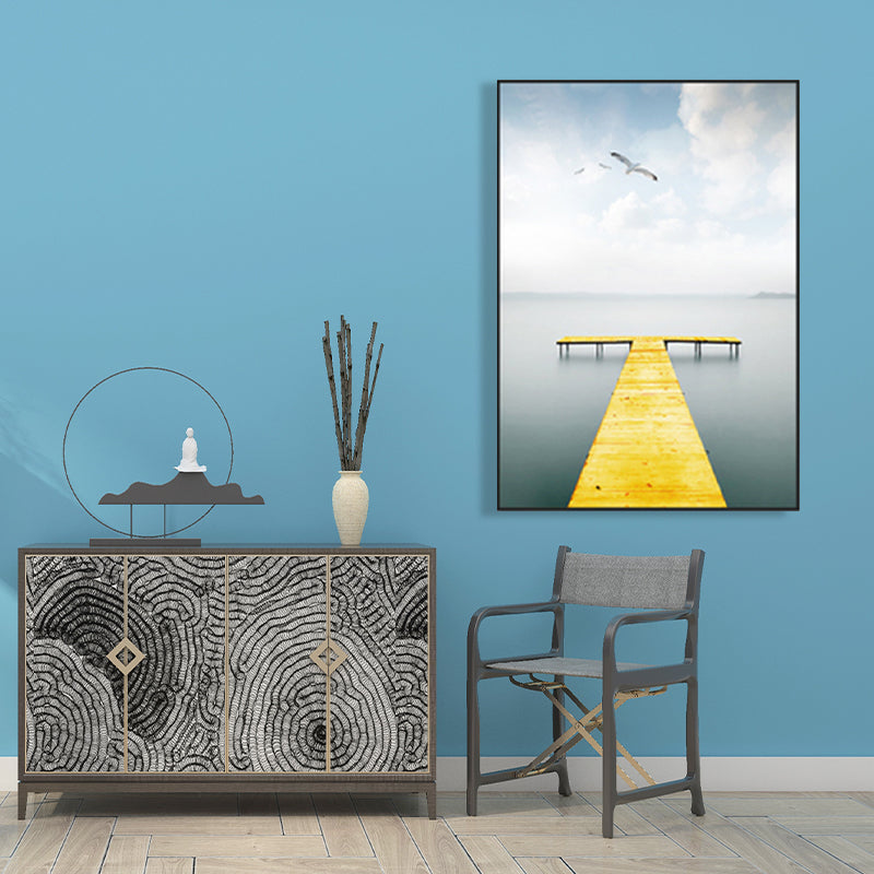 Brehn | Zachte kleur zeezicht canvasprints landschap modernistische thuiswanddecoratie voor tekenruimte