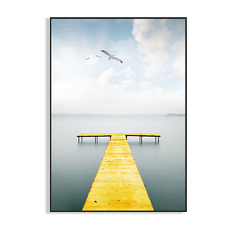 Brehn | Zachte kleur zeezicht canvasprints landschap modernistische thuiswanddecoratie voor tekenruimte