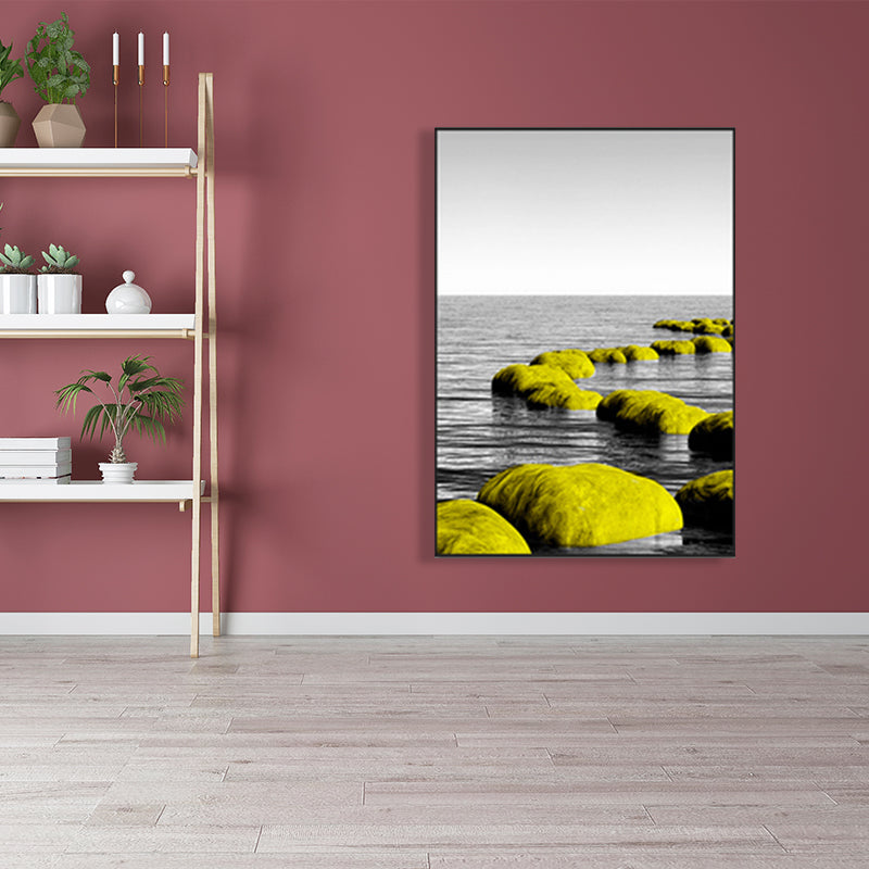 Brehn | Zachte kleur zeezicht canvasprints landschap modernistische thuiswanddecoratie voor tekenruimte