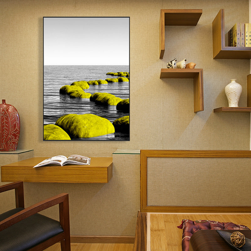 Brehn | Zachte kleur zeezicht canvasprints landschap modernistische thuiswanddecoratie voor tekenruimte