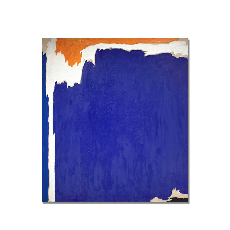 Brehn | Abstrakte Farbblockmalerei Minimalistische Leinwand Wandkunst in Blau und Orange