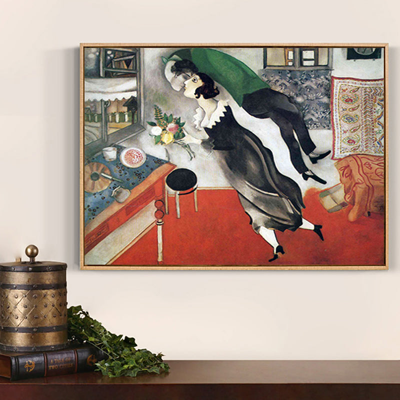 Brehn | Schwarz und Weiß Fauvismus Leinwand Marc Chagall das Geburtstagsgemälde Wandkunstdruck für Zimmer