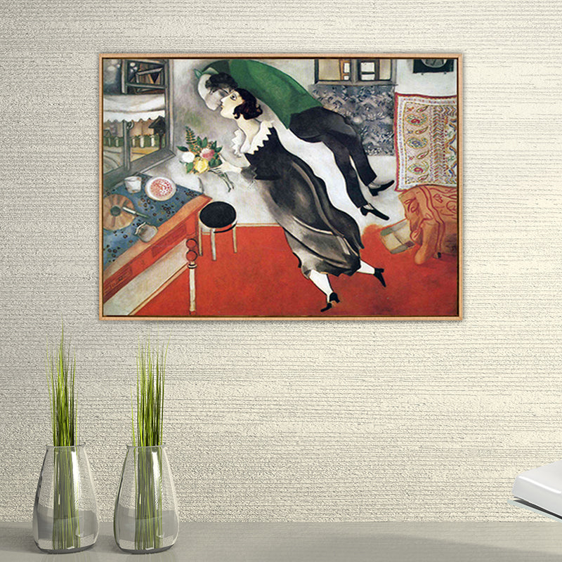 Brehn | Schwarz und Weiß Fauvismus Leinwand Marc Chagall das Geburtstagsgemälde Wandkunstdruck für Zimmer