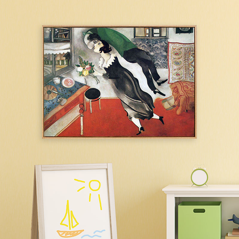 Brehn | Schwarz und Weiß Fauvismus Leinwand Marc Chagall das Geburtstagsgemälde Wandkunstdruck für Zimmer