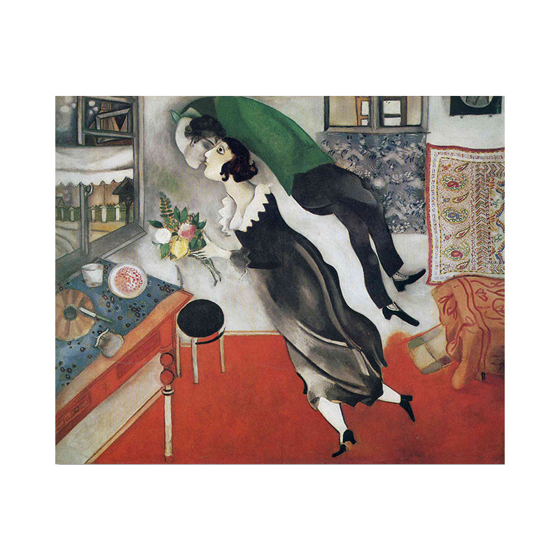 Brehn | Schwarz und Weiß Fauvismus Leinwand Marc Chagall das Geburtstagsgemälde Wandkunstdruck für Zimmer