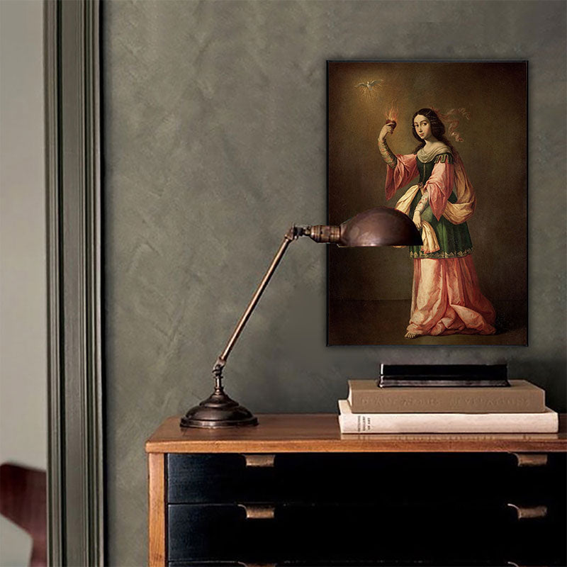 Brehn | Retro Allegorie der Wohltätigkeit Gemälde Braun Texturiertes Wandkunst Druck für Haus Innenräume