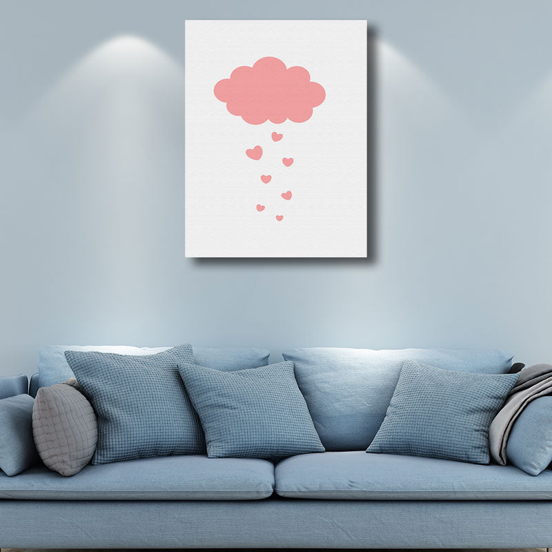 Brehn | Moderne Wolken- und Herz Kunstdruck Leinwand Dekorative Pinke Gemälde für das Schlafzimmer