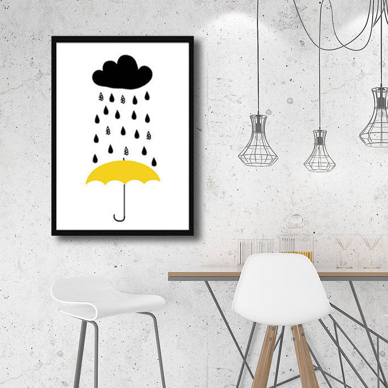 Brehn | Modernistische Regenschirm- und Regenleinwand-Weiß Kunstdruck für das Wohnzimmer, verschiedene Größen