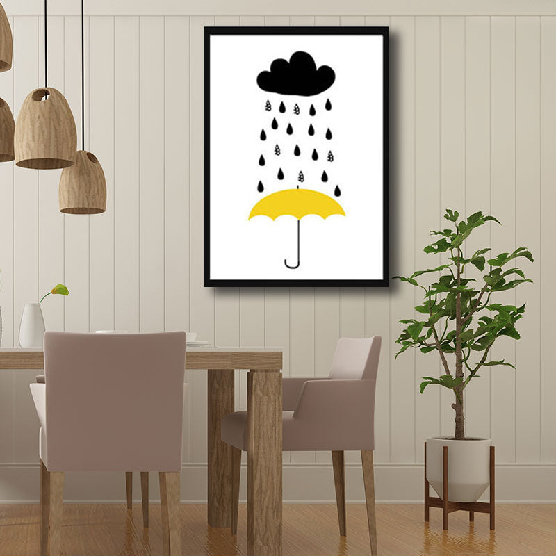 Brehn | Modernistische Regenschirm- und Regenleinwand-Weiß Kunstdruck für das Wohnzimmer, verschiedene Größen