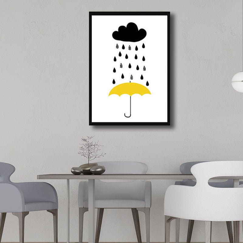 Brehn | Modernistische Regenschirm- und Regenleinwand-Weiß Kunstdruck für das Wohnzimmer, verschiedene Größen
