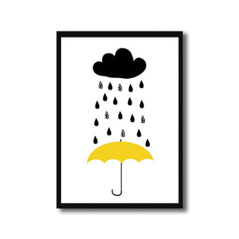 Brehn | Modernistische Regenschirm- und Regenleinwand-Weiß Kunstdruck für das Wohnzimmer, verschiedene Größen