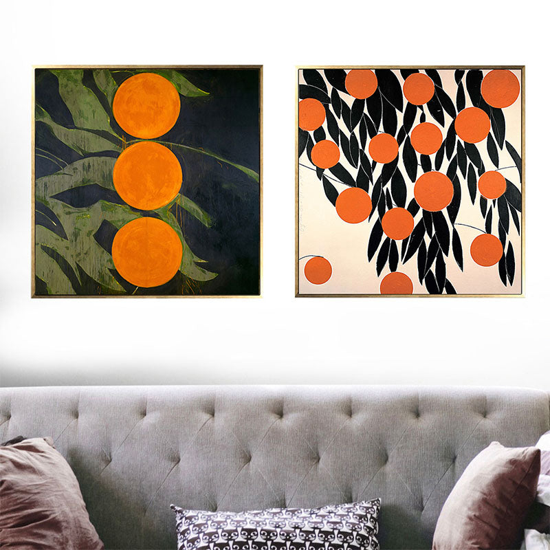 Brehn | Skandinavischer Stil Blätter Muster Kunst Leinwand Orange Natürliche Botanische Wanddekoration