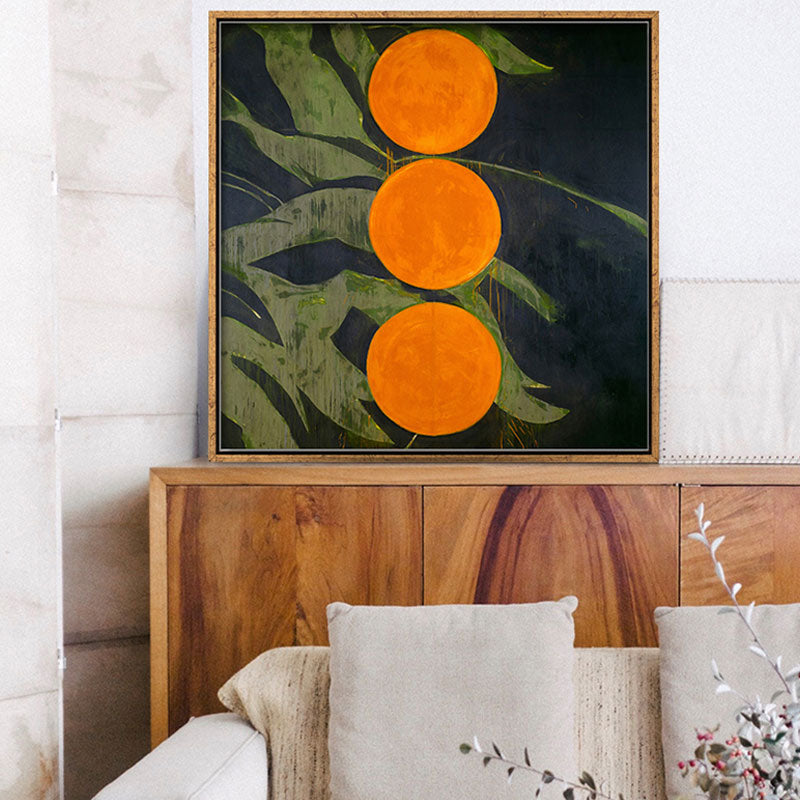 Brehn | Skandinavischer Stil Blätter Muster Kunst Leinwand Orange Natürliche Botanische Wanddekoration