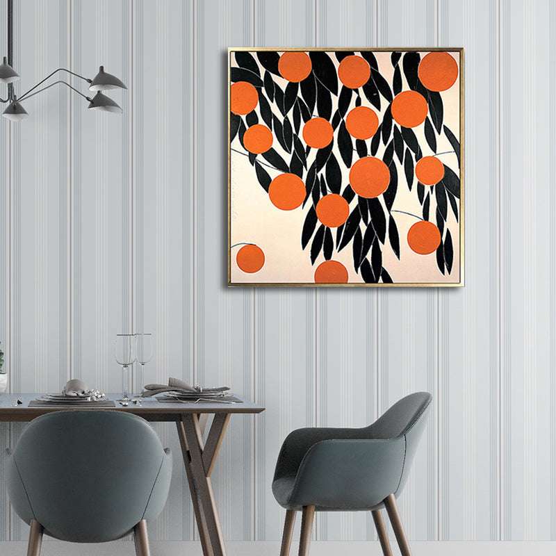 Brehn | Skandinavischer Stil Blätter Muster Kunst Leinwand Orange Natürliche Botanische Wanddekoration