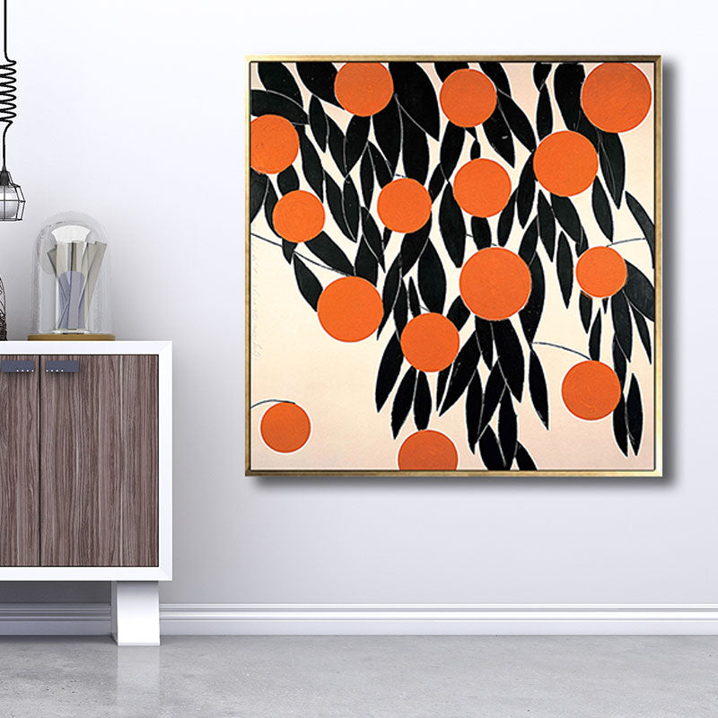 Brehn | Skandinavischer Stil Blätter Muster Kunst Leinwand Orange Natürliche Botanische Wanddekoration