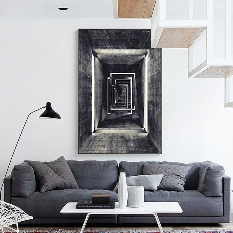 Brehn | Dunkelfarbige Baukunst Druck Texturiertes Skandinavisches Wohnzimmer Leinwand, Mehrere Größen