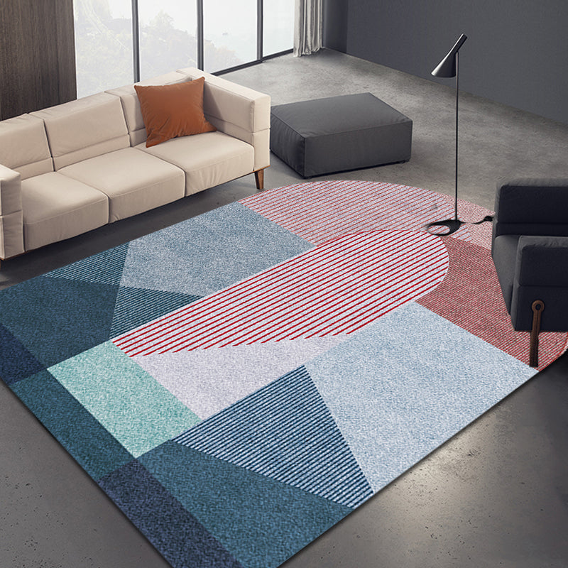 Brehn | Noviteit Woonkamer Onregelmatig Tapijt in Roze en Grijs Kleurblok Streepprint Tapijt Polyester Antislip Vloerkleed