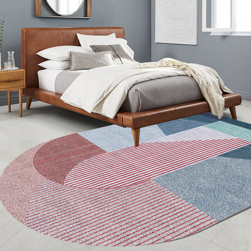 Brehn | Noviteit Woonkamer Onregelmatig Tapijt in Roze en Grijs Kleurblok Streepprint Tapijt Polyester Antislip Vloerkleed