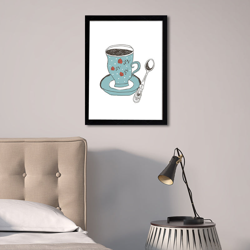 Brehn | Kaffeetassen-Diät Wandkunst Traditioneller strukturierter Leinwanddruck in hellen Farben für die Küche