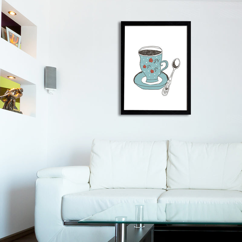Brehn | Kaffeetassen-Diät Wandkunst Traditioneller strukturierter Leinwanddruck in hellen Farben für die Küche