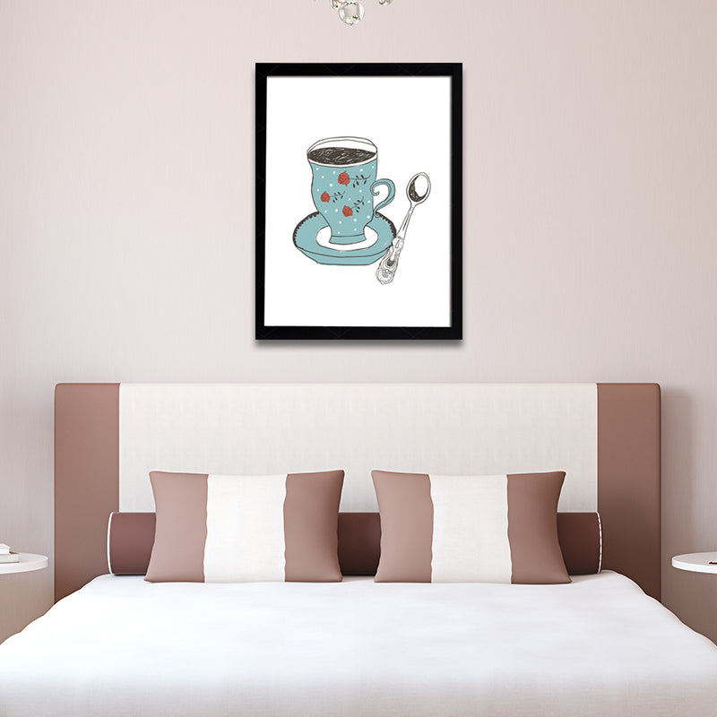 Brehn | Kaffeetassen-Diät Wandkunst Traditioneller strukturierter Leinwanddruck in hellen Farben für die Küche
