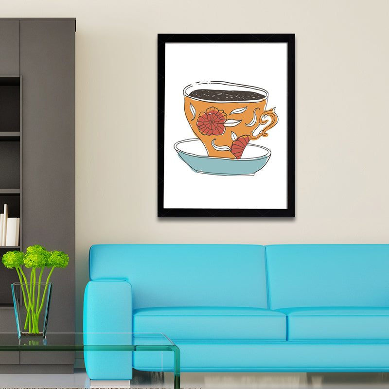Brehn | Kaffeetassen-Diät Wandkunst Traditioneller strukturierter Leinwanddruck in hellen Farben für die Küche
