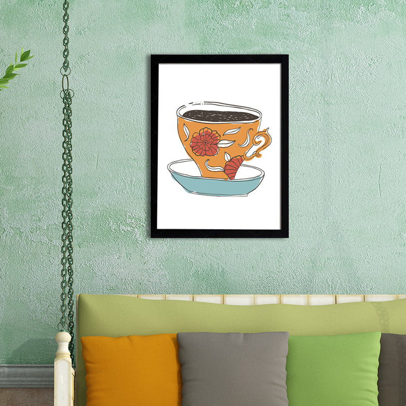Brehn | Kaffeetassen-Diät Wandkunst Traditioneller strukturierter Leinwanddruck in hellen Farben für die Küche