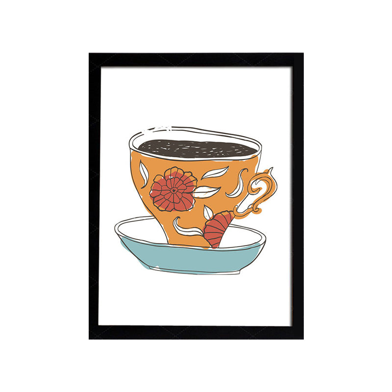 Brehn | Kaffeetassen-Diät Wandkunst Traditioneller strukturierter Leinwanddruck in hellen Farben für die Küche