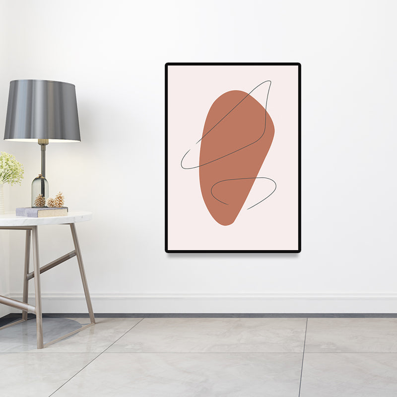 Brehn | Skandinavische abstrakte Figuren Wandkunst Leinwand dekoratives orange Bild für das Zeichenzimmer