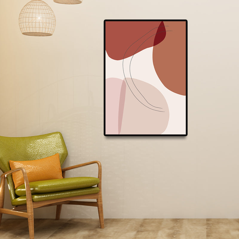 Brehn | Skandinavische abstrakte Figuren Wandkunst Leinwand dekoratives orange Bild für das Zeichenzimmer