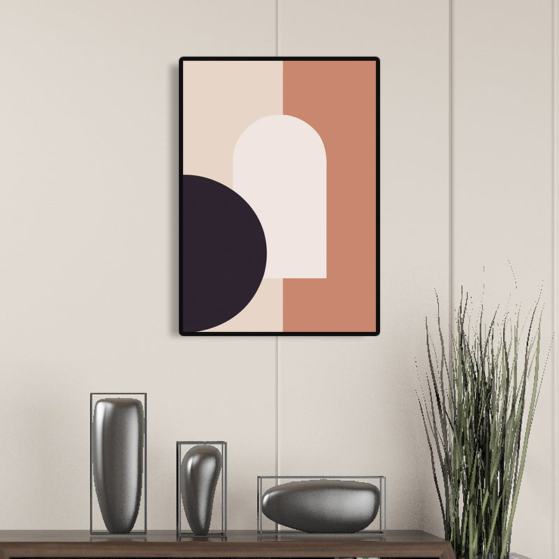 Brehn | Skandinavische abstrakte Figuren Wandkunst Leinwand dekoratives orange Bild für das Zeichenzimmer