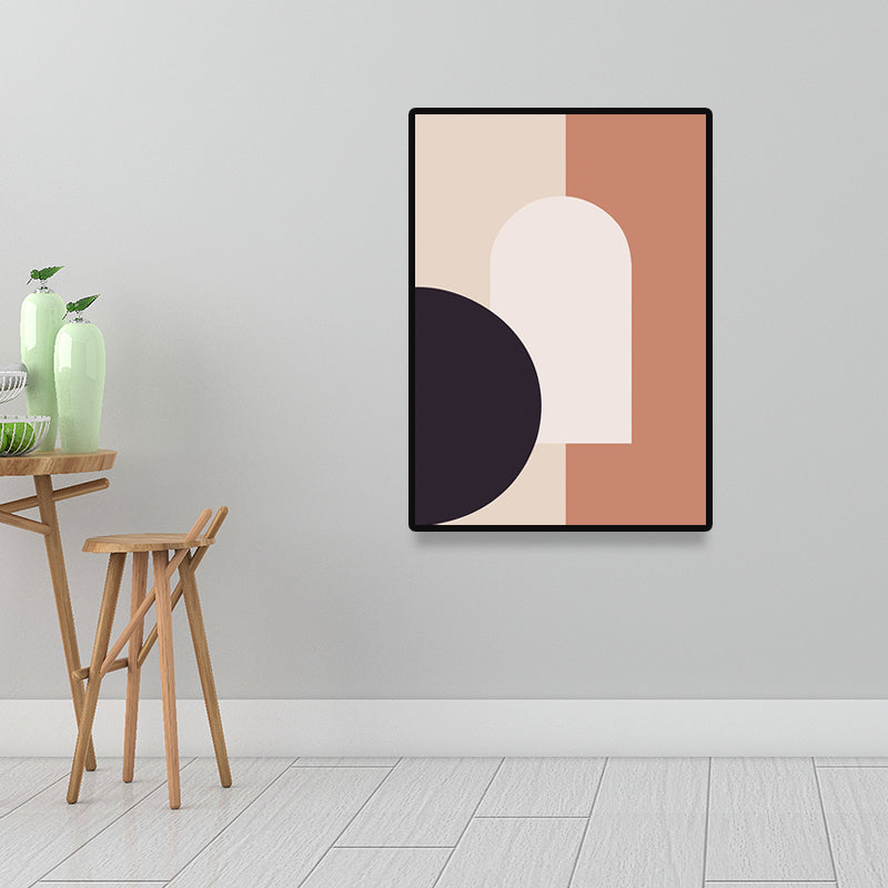 Brehn | Skandinavische abstrakte Figuren Wandkunst Leinwand dekoratives orange Bild für das Zeichenzimmer