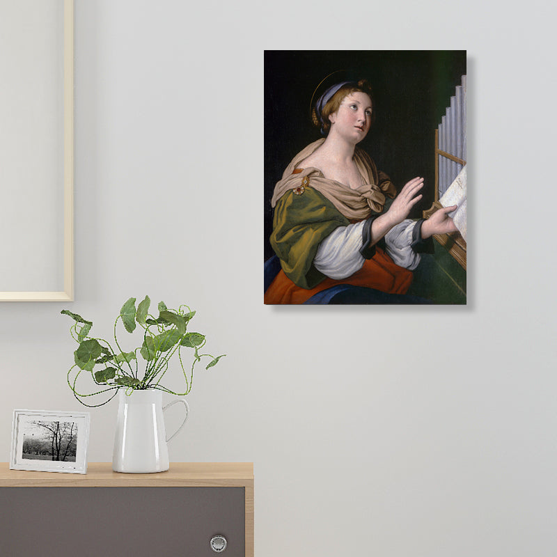 Brehn | Adelige Frauenporträt Malerei Texturiert Retro Stil Zuhause Leinwand Wandkunst in Dunkler Farbe