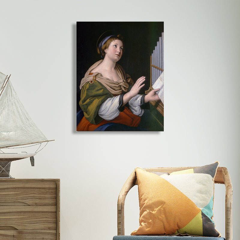 Brehn | Adelige Frauenporträt Malerei Texturiert Retro Stil Zuhause Leinwand Wandkunst in Dunkler Farbe