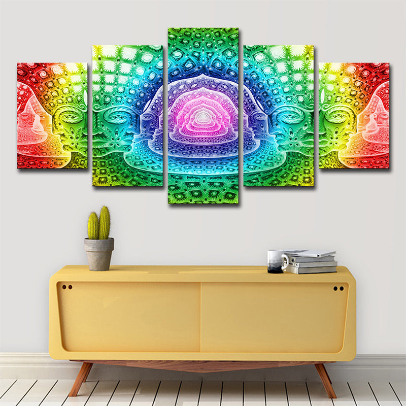 Brehn | Moderne Religieuze Boeddhistische Wandkunst Groene Multi-Piece Canvas Print voor Woonkamer