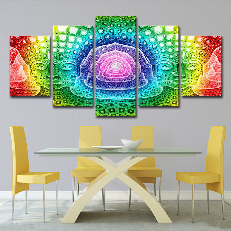 Brehn | Moderne Religieuze Boeddhistische Wandkunst Groene Multi-Piece Canvas Print voor Woonkamer