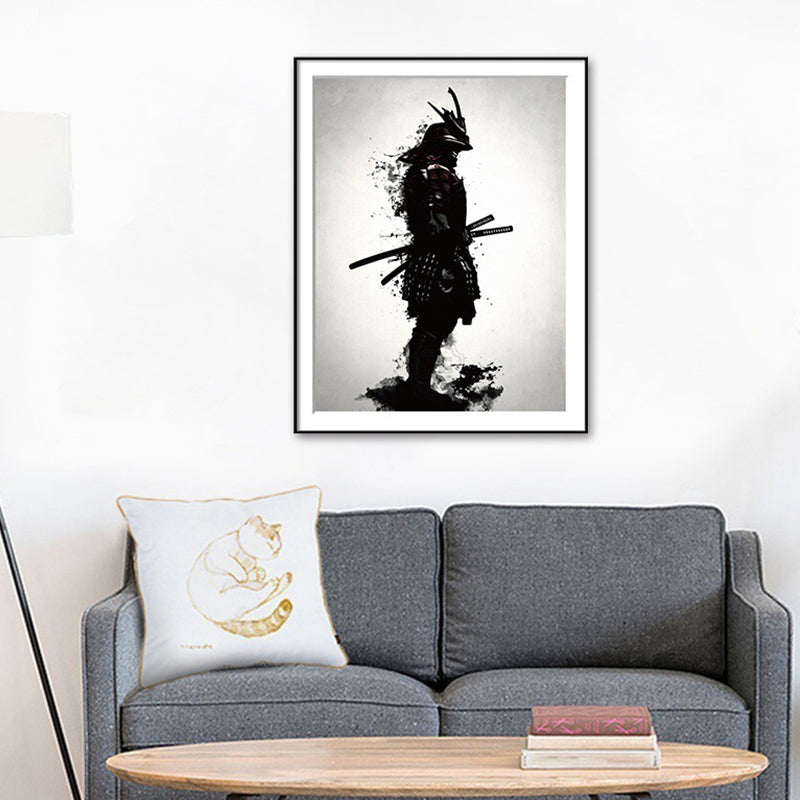 Brehn | Asiatische Krieger Malerei Leinwand Dekorative Schwarze Wandkunst Druck für das Wohnzimmer, Verschiedene Größen