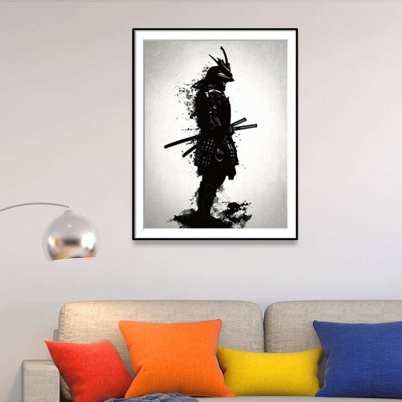 Brehn | Asiatische Krieger Malerei Leinwand Dekorative Schwarze Wandkunst Druck für das Wohnzimmer, Verschiedene Größen