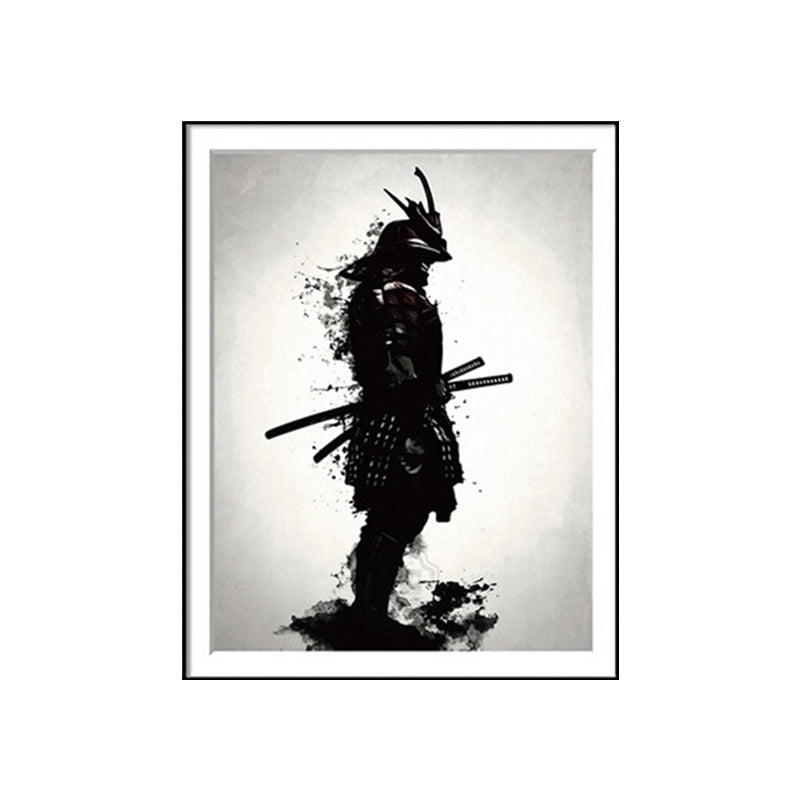 Brehn | Asiatische Krieger Malerei Leinwand Dekorative Schwarze Wandkunst Druck für das Wohnzimmer, Verschiedene Größen