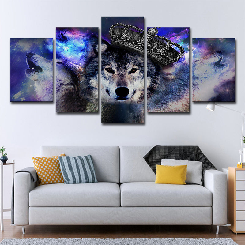 Brehn | Digitale Druck Wölfe Wandkunst Lila Modernismus Leinwand für Wohnzimmer, Mehrteilig