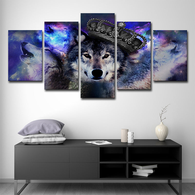 Brehn | Digitale Druck Wölfe Wandkunst Lila Modernismus Leinwand für Wohnzimmer, Mehrteilig