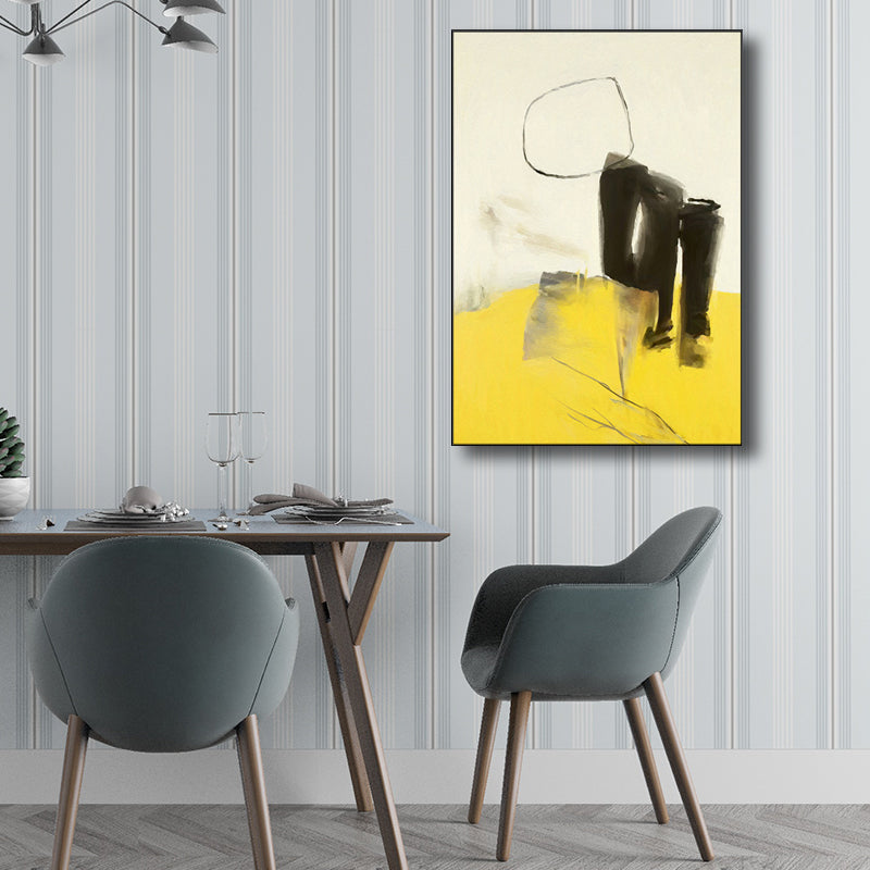 Brehn | Moderner Stil Abstraktes Muster Kunst Gelb Texturiert Wanddekor für Esszimmer